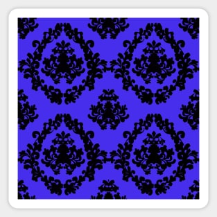 Victorian Damask Black and Blue Sticker